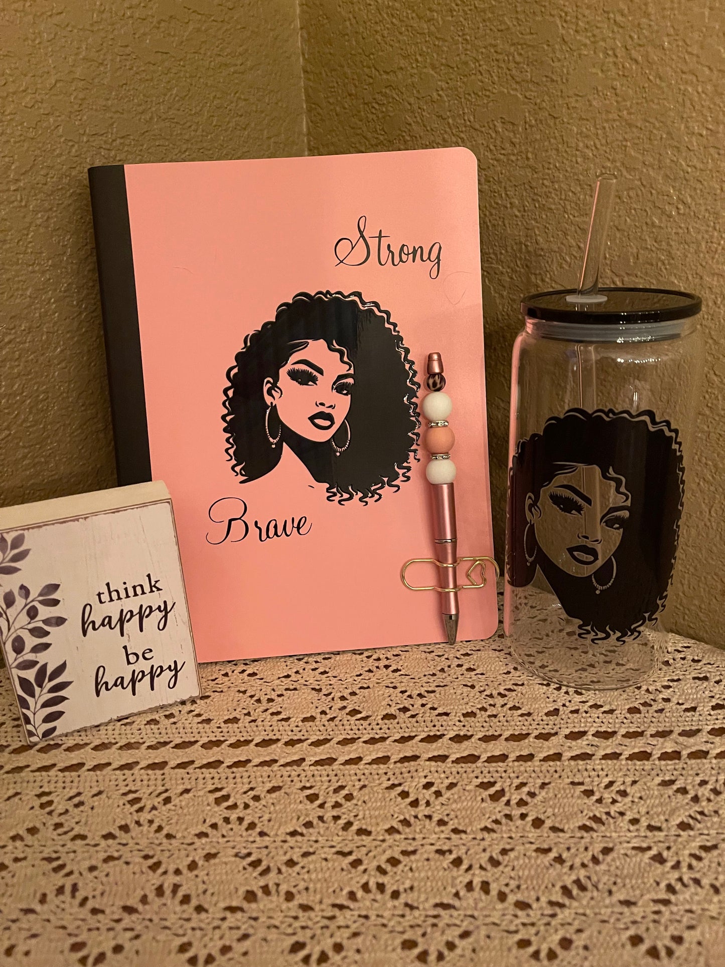 Notebook with Glass Tumbler set