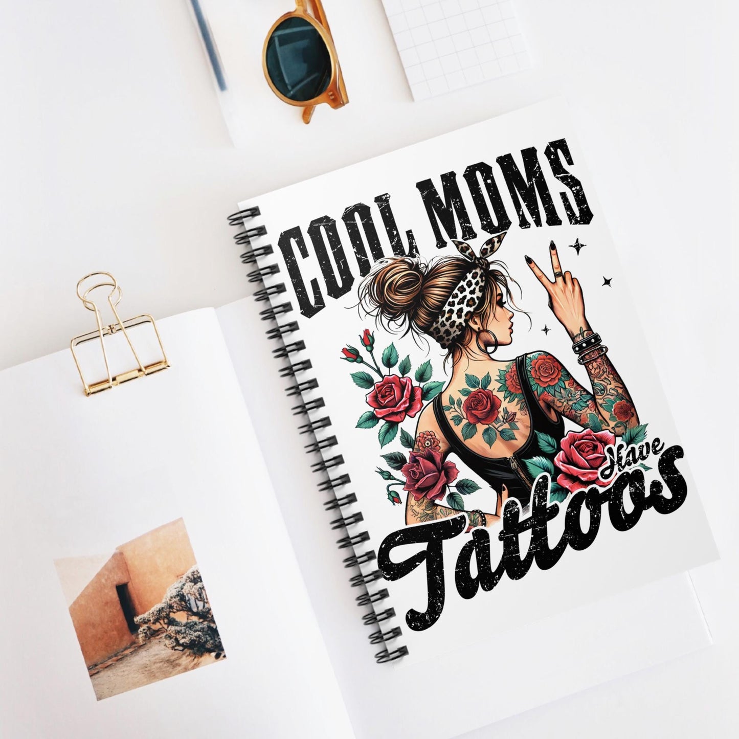 Spiral Notebook - Ruled Line, Mothers Day Cool Gift Tattoos, Journal, Gift for Mom, Unique Stationery, Mother's Day Present, Tattoo Lover