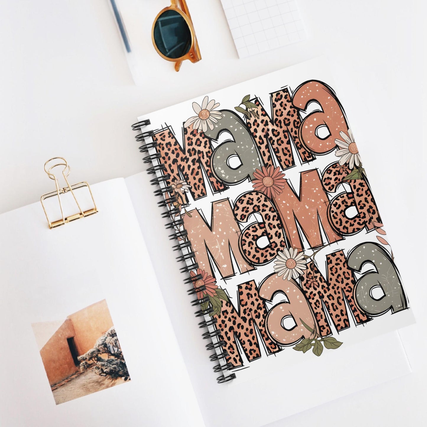 Floral Mama Spiral Notebook: Leopard Print Mom Journal