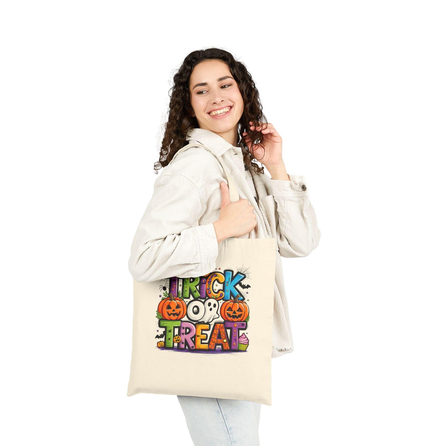 Halloween Trick or Treat Tote Bag - Canvas Bag with handles