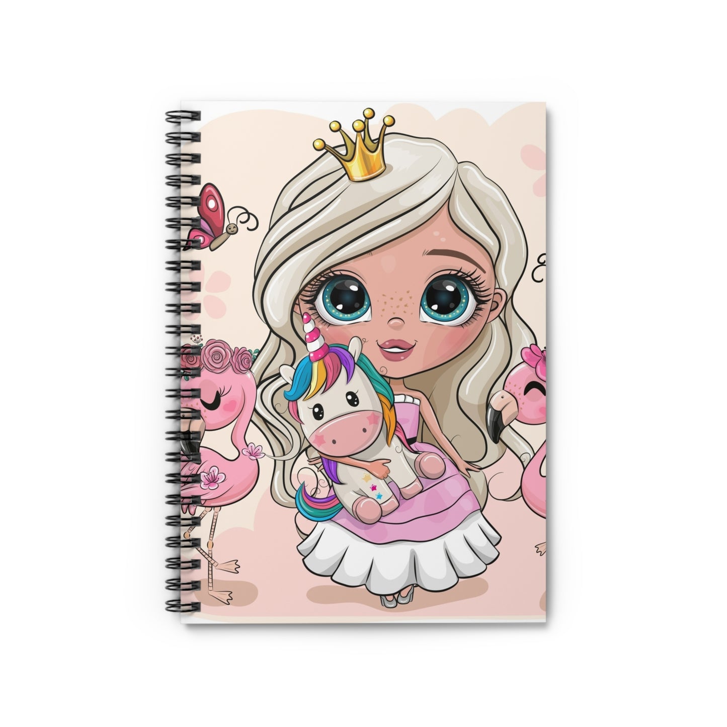 Spiral Notebook, Little girl princess unicorn ruled line journal, diary, school supplies, gift for kids, back to school