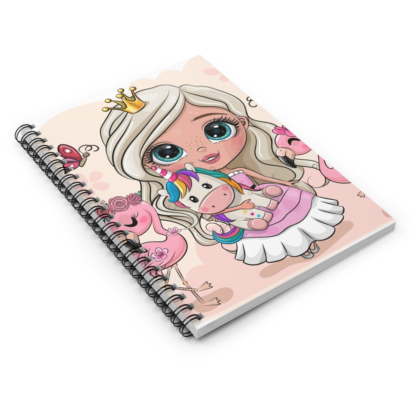Spiral Notebook, Little girl princess unicorn ruled line journal, diary, school supplies, gift for kids, back to school