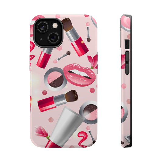 Cosmetic-Themed Magnetic Tough Cases, Makeup Lover Gift, Stylish Phone Protection, Cute Accessories for Her, Trendy Phone Case
