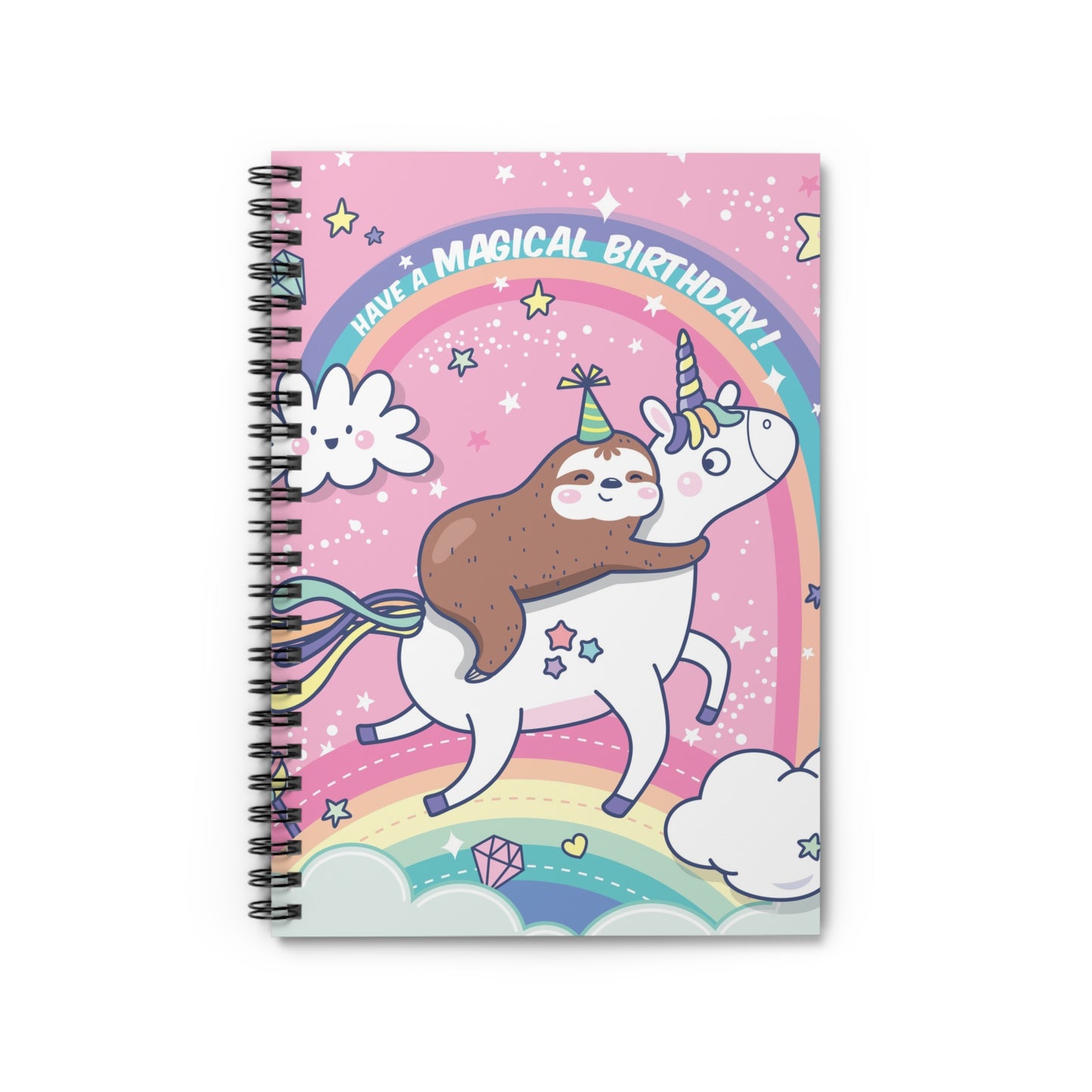 Magical Birthday Spiral Notebook - Fun Unicorn Design, Gift for Kids, Cute School Supplies, Sloth Lover Journal, Party Essentials, Unique