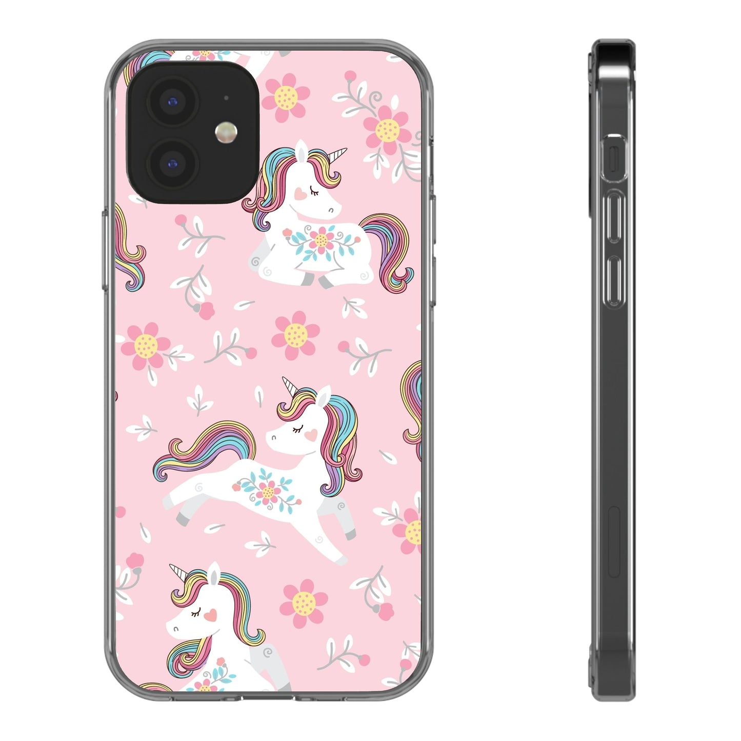 Phone Case, Pink Unicorn Little Girl Design, Cute Girly Cover, Transparent Protective Sleeve, Unique Gift, Birthday Present, Christmas
