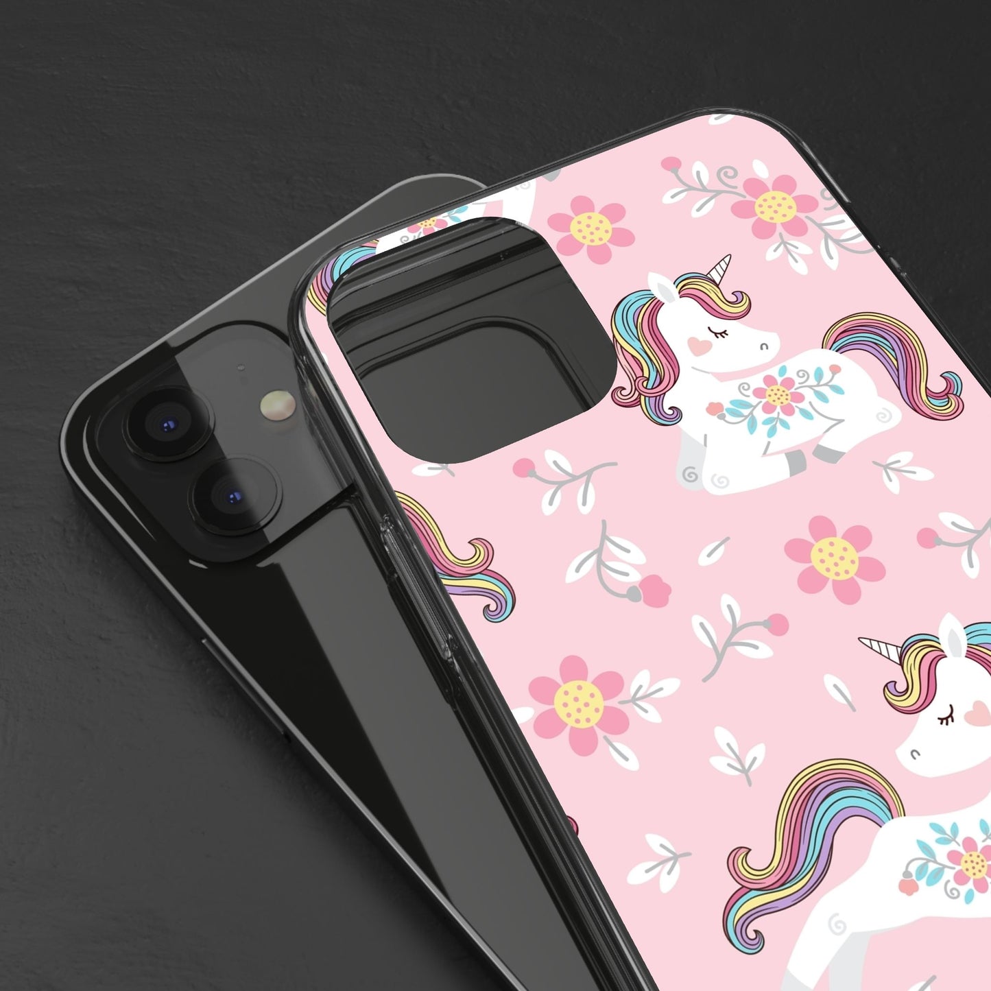Phone Case, Pink Unicorn Little Girl Design, Cute Girly Cover, Transparent Protective Sleeve, Unique Gift, Birthday Present, Christmas