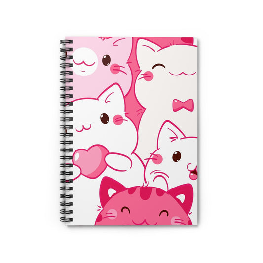 Cat Notebook - Ruled Line, Journal, Diary, Pink Cat Notebook, Cat Lover Gift, Back to School Stationery