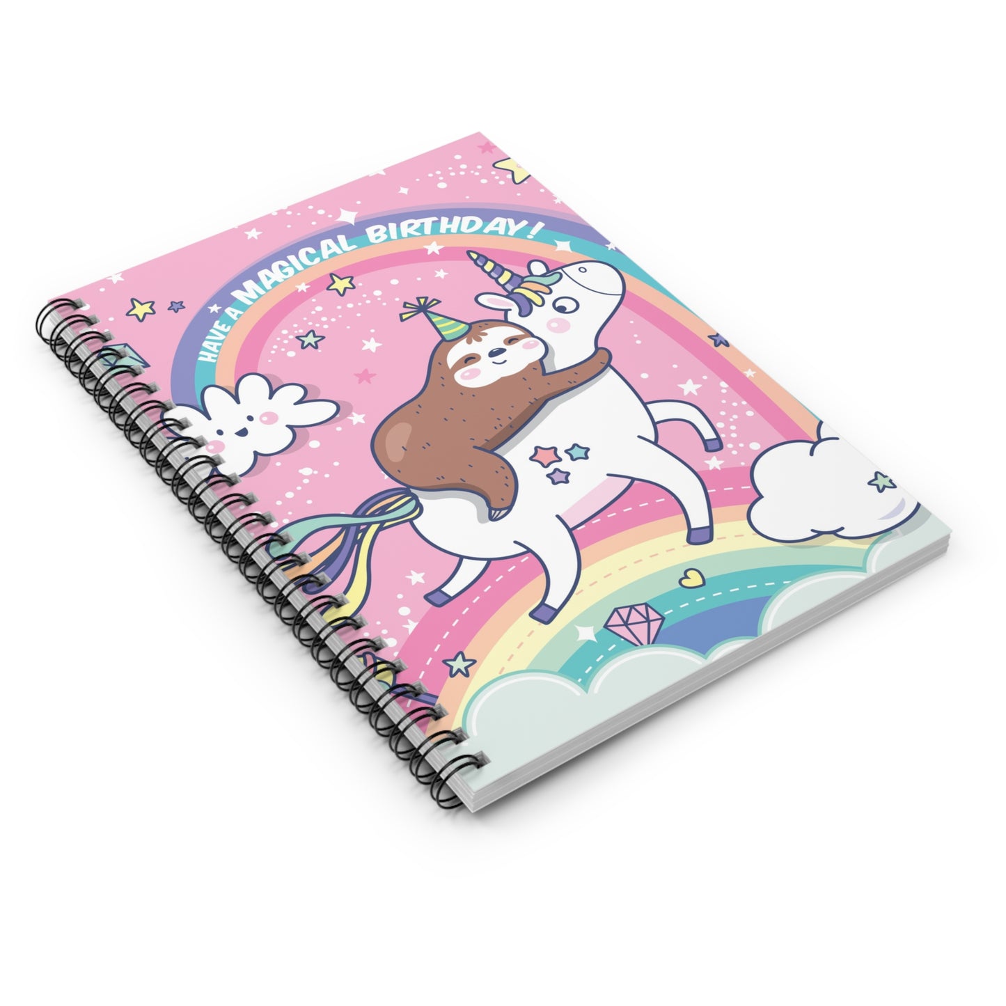 Magical Birthday Spiral Notebook - Fun Unicorn Design, Gift for Kids, Cute School Supplies, Sloth Lover Journal, Party Essentials, Unique