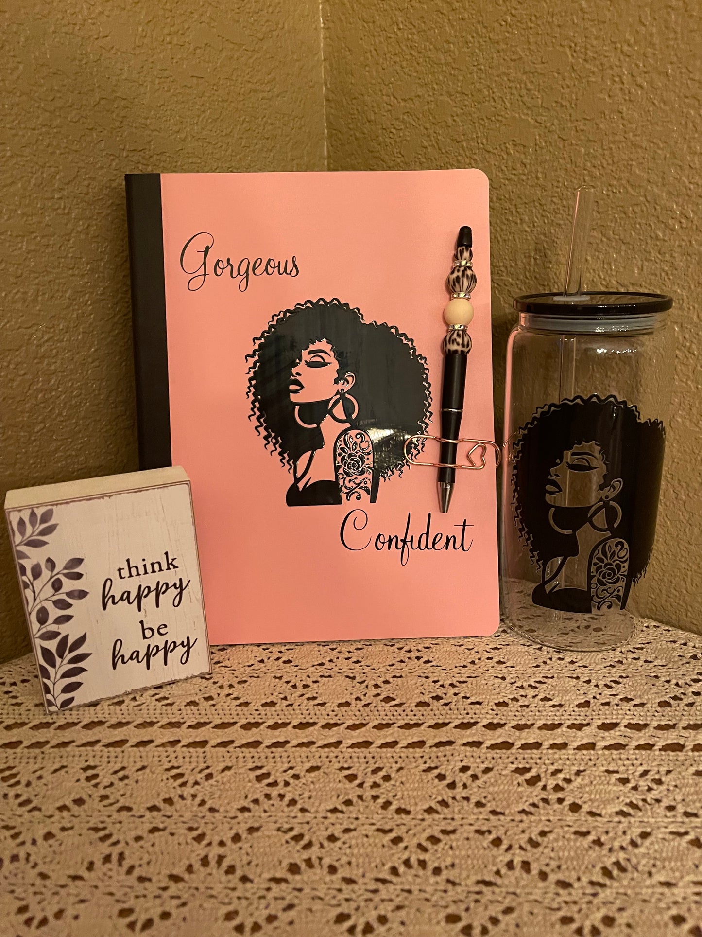 Notebook with Glass Tumbler set