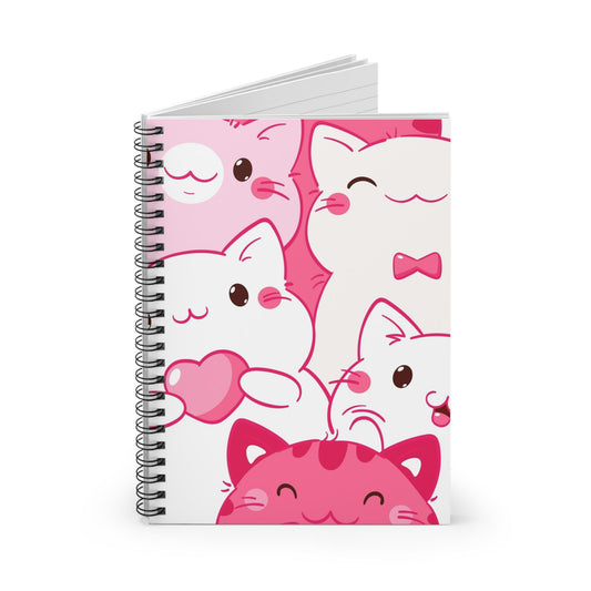 Cat Notebook - Ruled Line, Journal, Diary, Pink Cat Notebook, Cat Lover Gift, Back to School Stationery