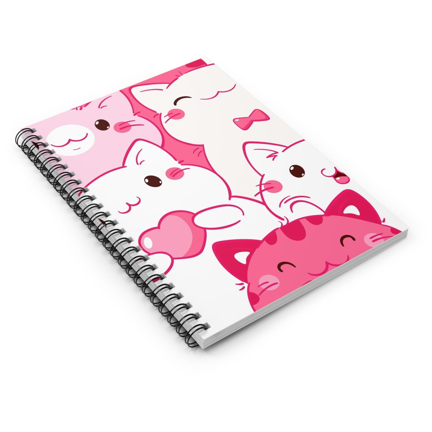 Cat Notebook - Ruled Line, Journal, Diary, Pink Cat Notebook, Cat Lover Gift, Back to School Stationery