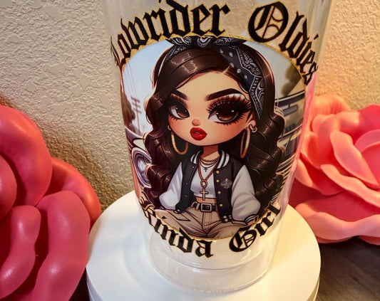 16 oz Latina Girl Glass Tumbler, Sassy and Confident