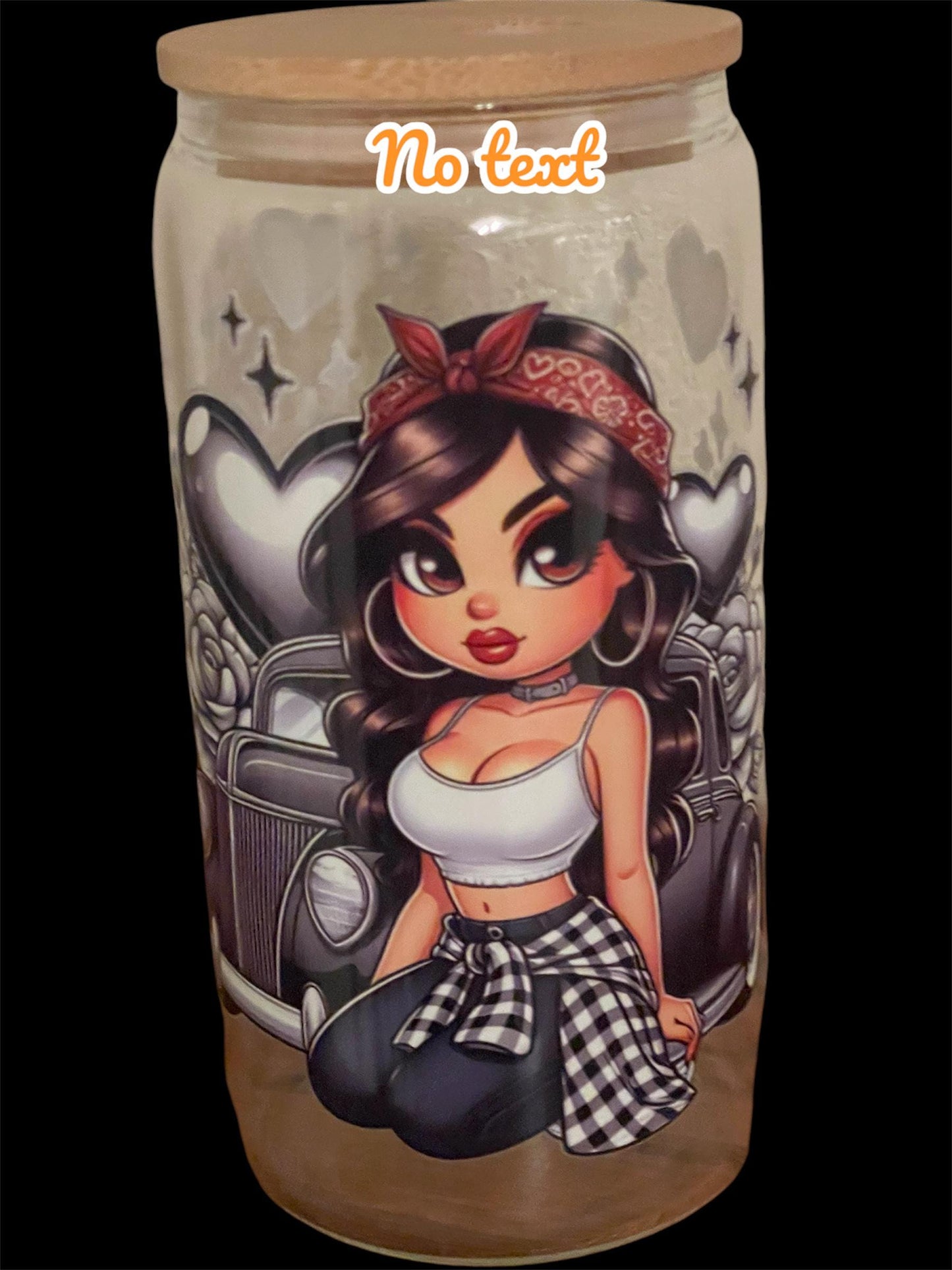 Latina drinking glass, 16 oz glass tumbler with bamboo lid