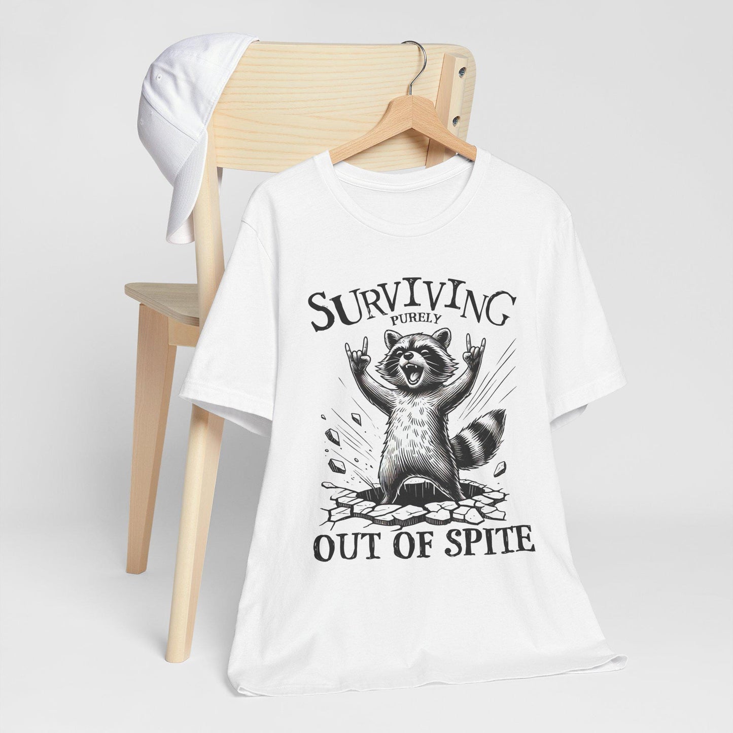 Surviving Out Of Spite Raccoon T-Shirt: Humorous Unisex Top