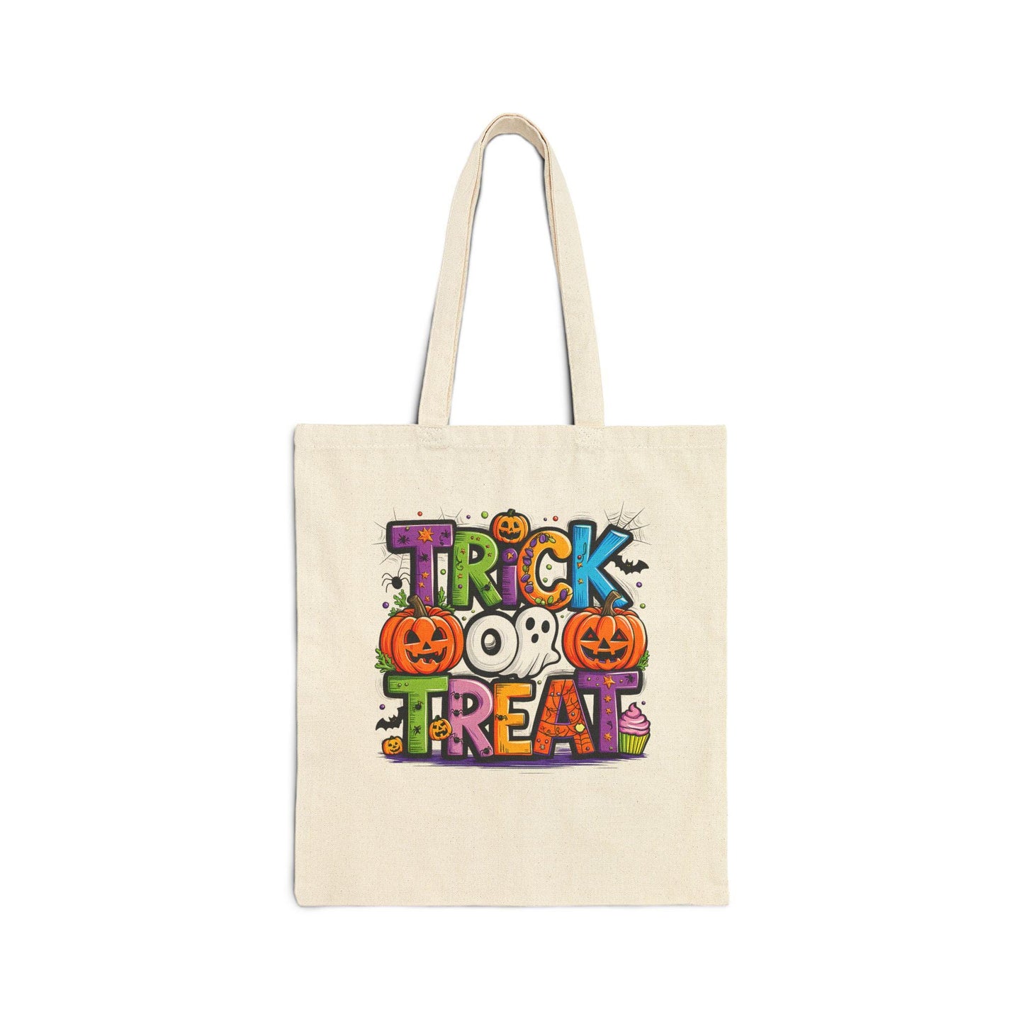 Halloween Trick or Treat Tote Bag - Canvas Bag with handles