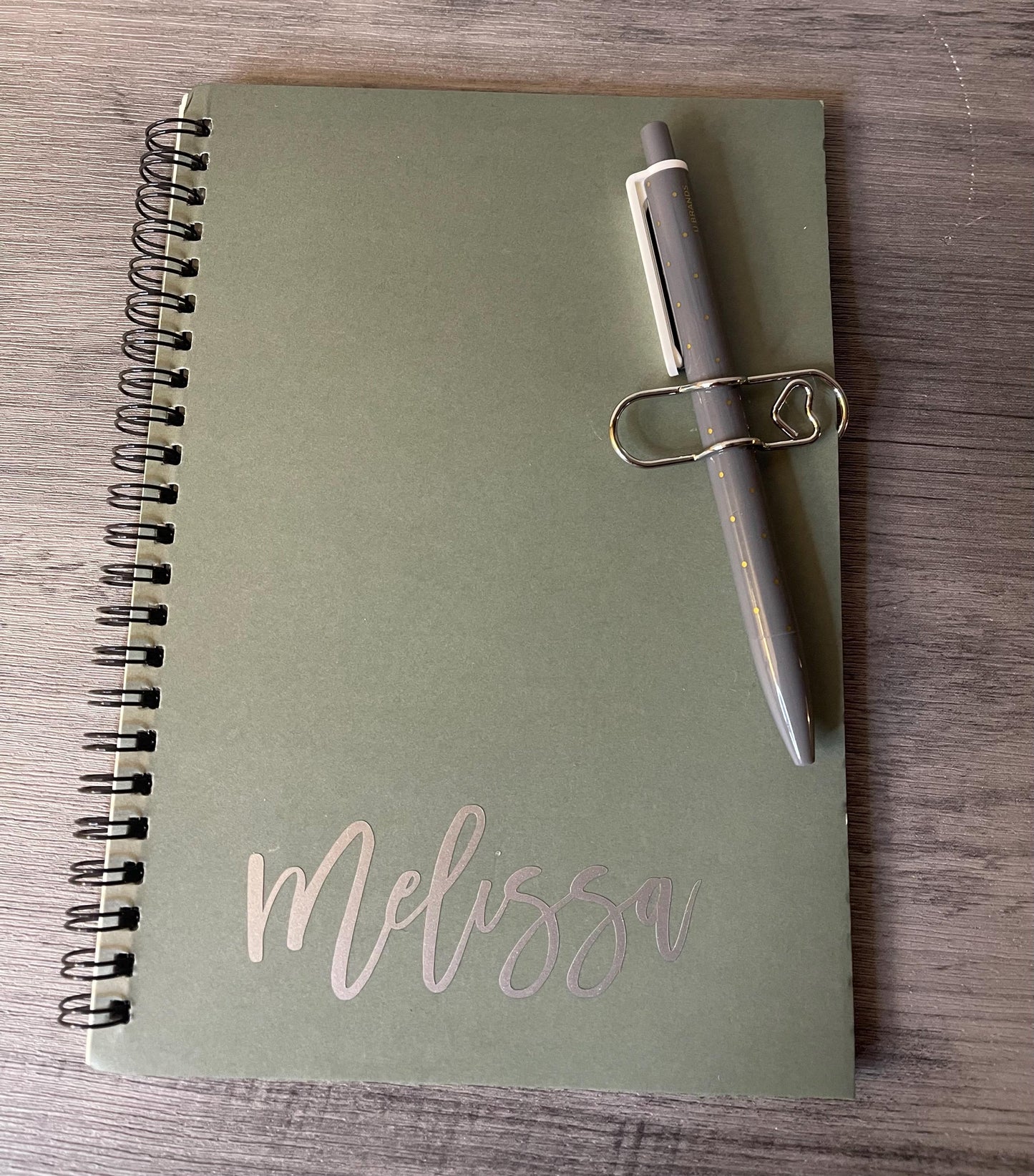 Personalized Notebook and Tumbler gift set in Olive Color